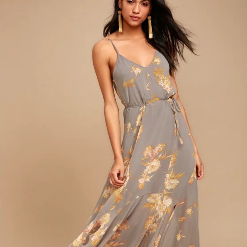 Feeling Freesia Grey Floral Print Maxi Dress Lulus
